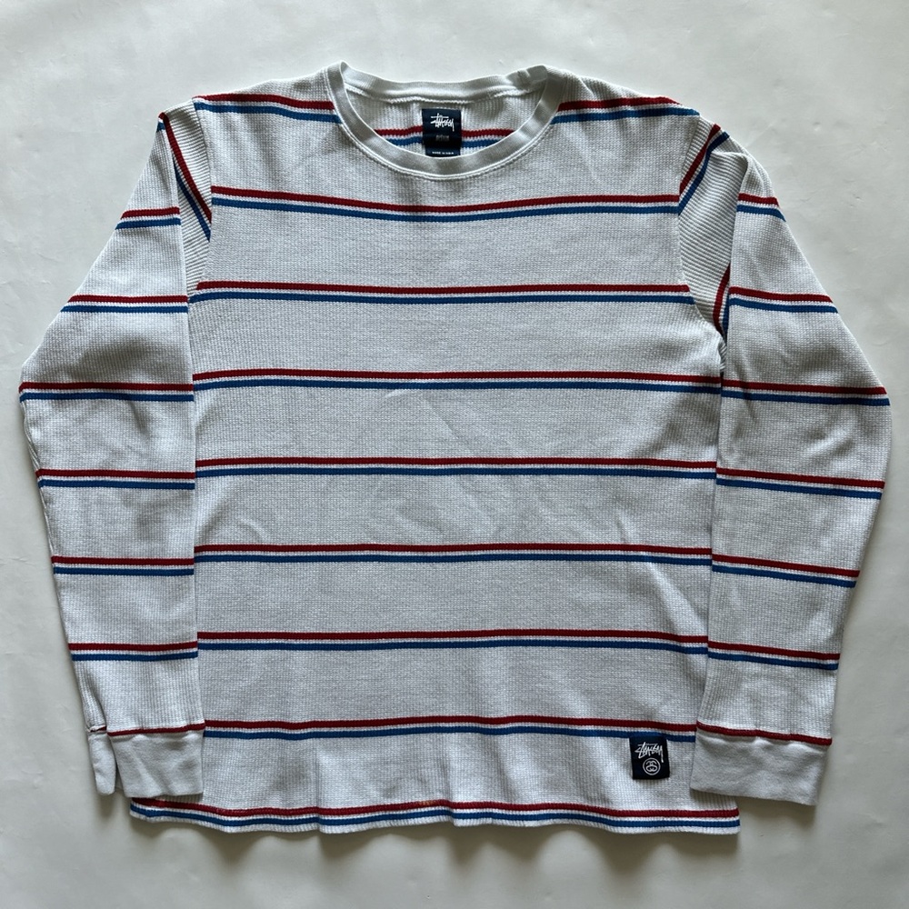 Stussy Vintage 90’s Striped long sleeve waffle knit thermal shirt thermo LS tee